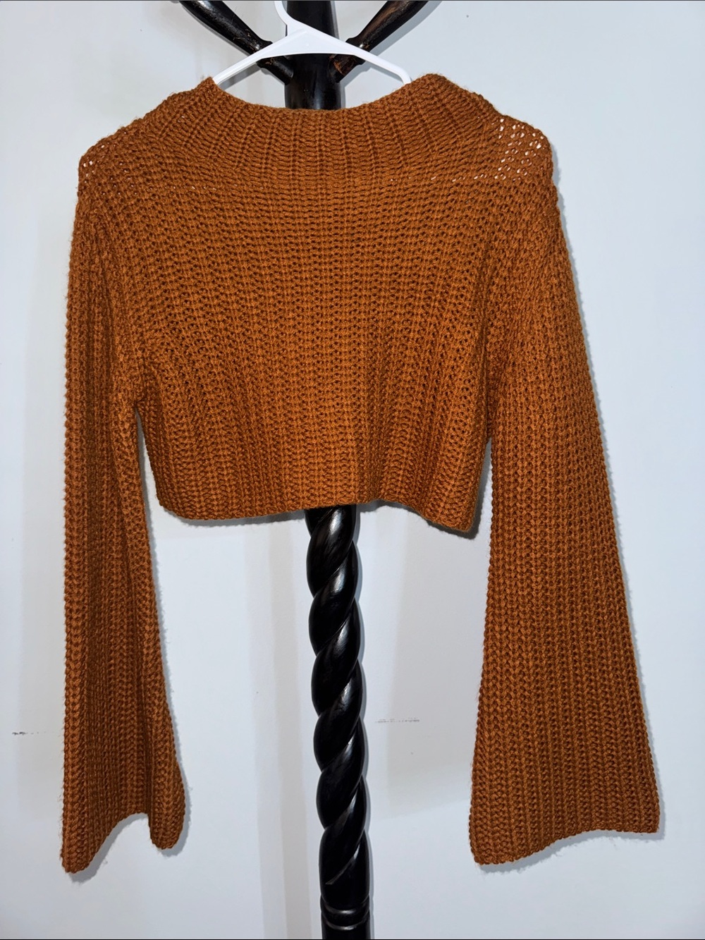 SHEIN Cropped Turtleneck Sweater in Rust Brown